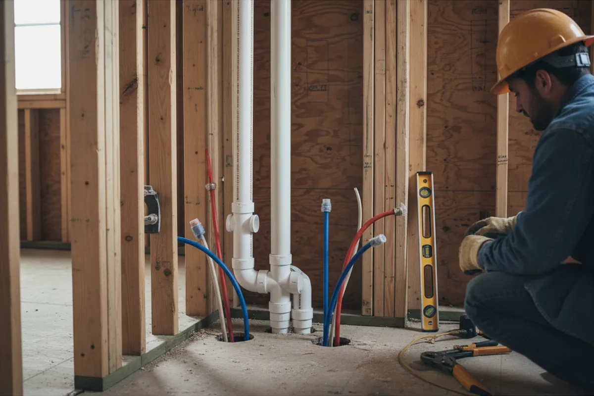 Drain and supply rough-in during Toilet Repair and Installation in Gulston